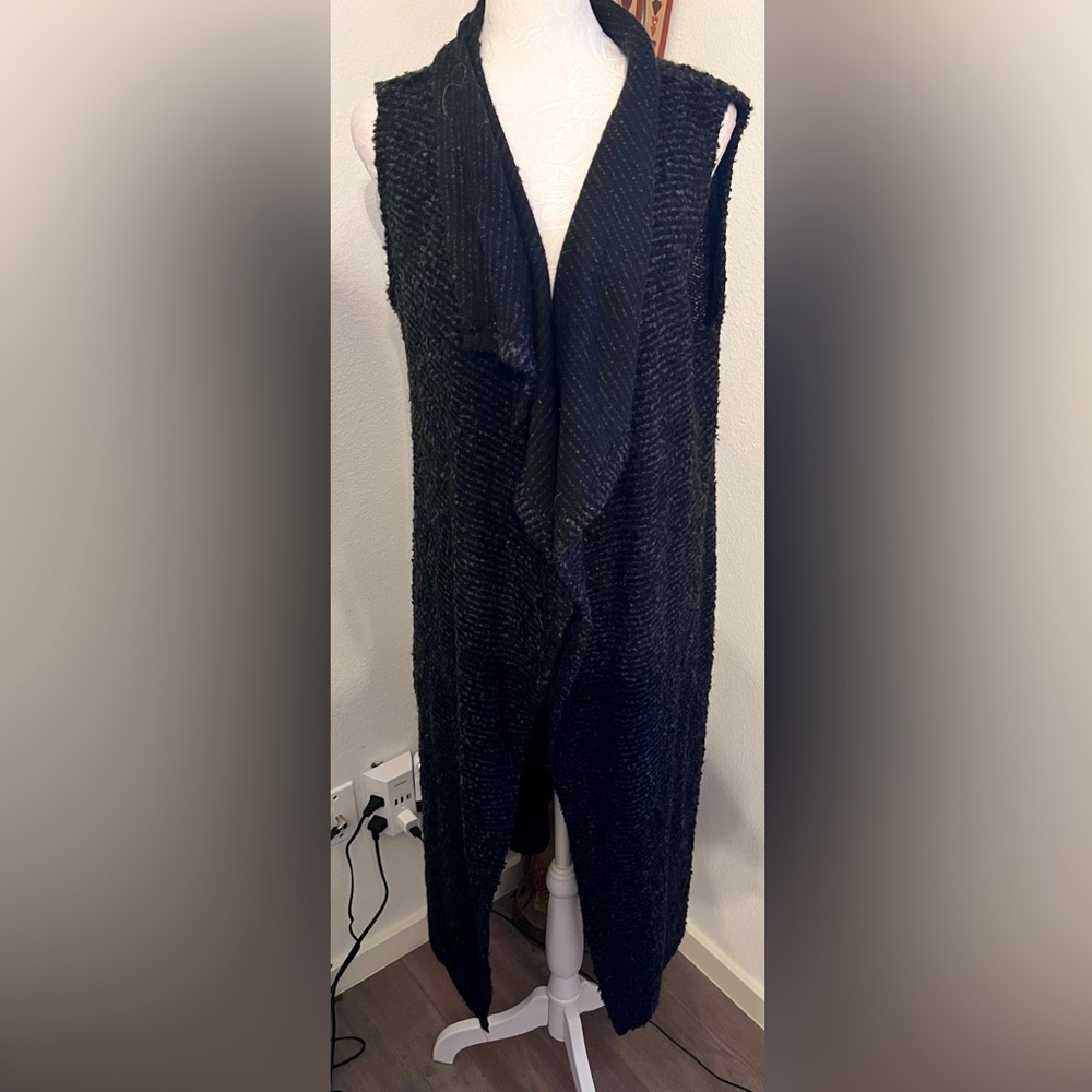 Heavy knit shawl collar vest, wool blend